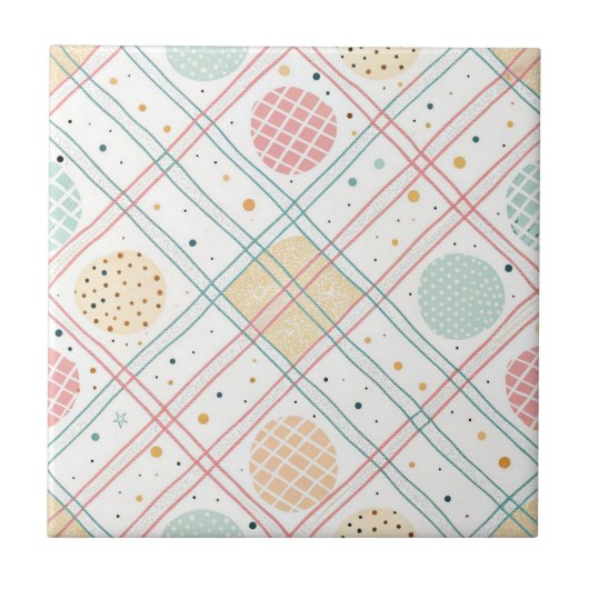 Retro Geometric Circle | Mid-Century Abstract (2) タイル (正面)