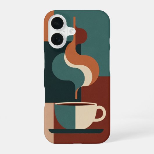 Retro Geometric Coffee Mug Scene iPhone 16ケース (裏面)