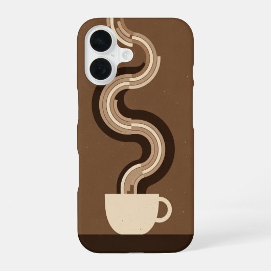 Retro Geometric Coffee Vapor iPhone 16ケース (裏面)
