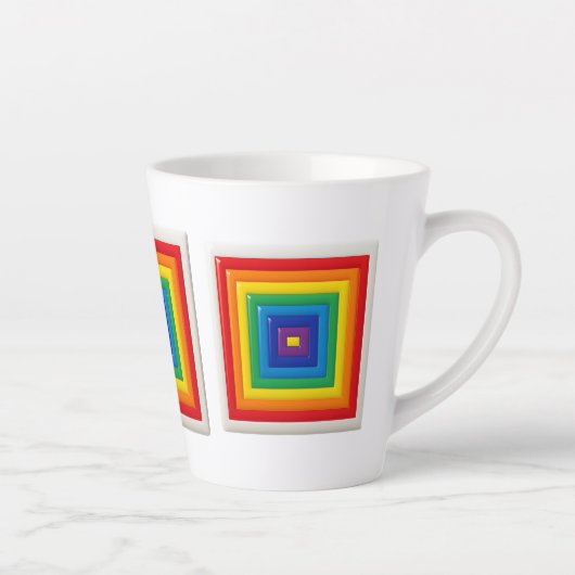 Retro Geometric Color Block カフェラテマグ (右)