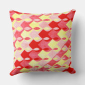 Retro Geometric Diamond Pattern Red, Pink & Yellow クッション (裏面)
