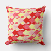 Retro Geometric Diamond Pattern Red, Pink & Yellow クッション (正面)