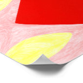 Retro Geometric Diamond Pattern Red, Pink & Yellow ポスター (角)