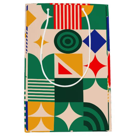 Retro Geometric Gift Bag ミディアムペーパーバッグ (正面)