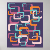 Retro Geometric Mid Century Shapes Art ポスター (正面)