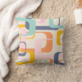 Retro Geometric Pastel Mid Mod Century Shapes Art クッション (ブランケット)