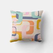 Retro Geometric Pastel Mid Mod Century Shapes Art クッション (裏面)