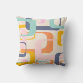 Retro Geometric Pastel Mid Mod Century Shapes Art クッション (正面)