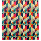 Retro Geometric Pattern 3D Mid Century Modern  シャワーカーテン (正面)