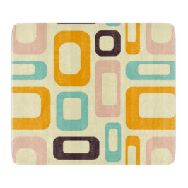 Retro geometric pattern in light beige background カッティングボード