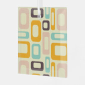 Retro geometric pattern in light beige background ガラスオーナメント (正面左)