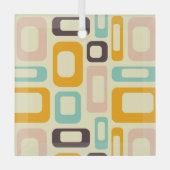 Retro geometric pattern in light beige background ガラスオーナメント (正面)