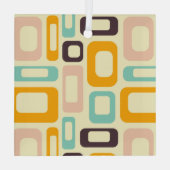 Retro geometric pattern in light beige background ガラスオーナメント (裏面)