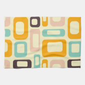 Retro geometric pattern in light beige background キッチンタオル (横)