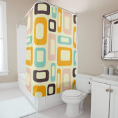 Retro geometric pattern in light beige background シャワーカーテン (インサイチュ)