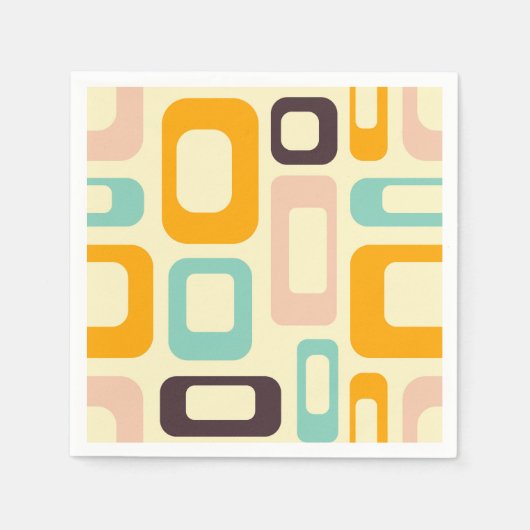 Retro geometric pattern in light beige background スタンダードカクテルナプキン (正面)