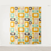 Retro geometric pattern in light beige background タペストリー (正面)