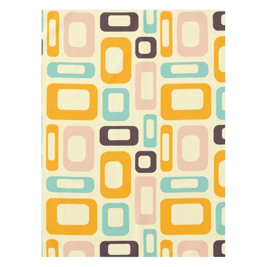 Retro geometric pattern in light beige background テーブルクロス (正面)