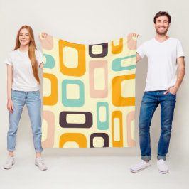 Retro geometric pattern in light beige background フリースブランケット