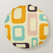 Retro geometric pattern in light beige background ラウンドクッション (裏面)