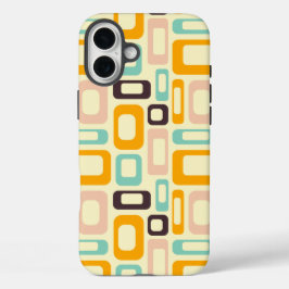 Retro geometric pattern in light beige background iPhone 16 plusケース