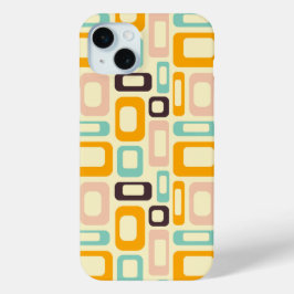 Retro geometric pattern in light beige background iPhone 15 miniケース