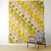 Retro Geometric Pattern in Yellow and Pink タペストリー (インサイチュ)