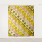 Retro Geometric Pattern in Yellow and Pink タペストリー (正面)