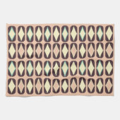Retro geometric pattern with brown, yellow, blue キッチンタオル (横)