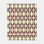 Retro geometric pattern with brown, yellow, blue フリースブランケット (正面)