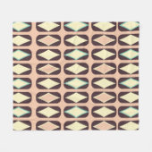 Retro geometric pattern with brown, yellow, blue フリースブランケット (正面(横))