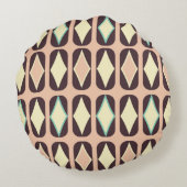 Retro geometric pattern with brown, yellow, blue ラウンドクッション (裏面)