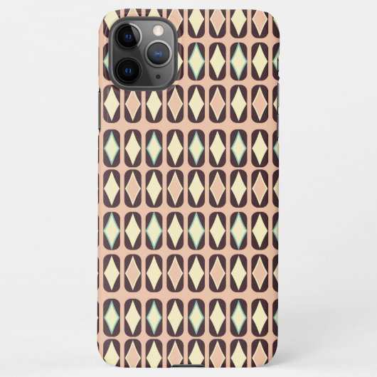 Retro geometric pattern with brown, yellow, blue iPhoneケース (裏面)