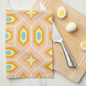Retro geometric pattern with hexagons and stars キッチンタオル (四つ折り)