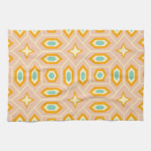 Retro geometric pattern with hexagons and stars キッチンタオル (横)