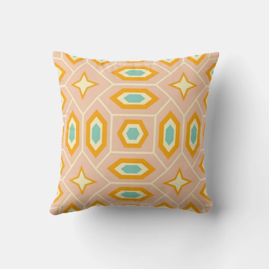 Retro geometric pattern with hexagons and stars クッション (裏面)