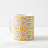 Retro geometric pattern with hexagons and stars コーヒーマグカップ (正面左)
