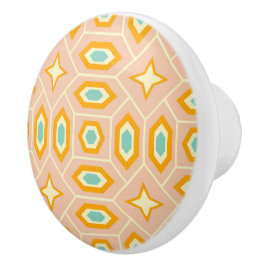 Retro geometric pattern with hexagons and stars セラミックノブ