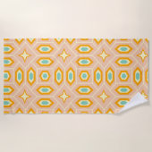 Retro geometric pattern with hexagons and stars ビーチタオル (正面)