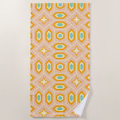 Retro geometric pattern with hexagons and stars ビーチタオル (正面)