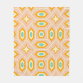 Retro geometric pattern with hexagons and stars フリースブランケット (正面)