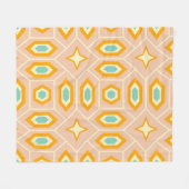 Retro geometric pattern with hexagons and stars フリースブランケット (正面(横))