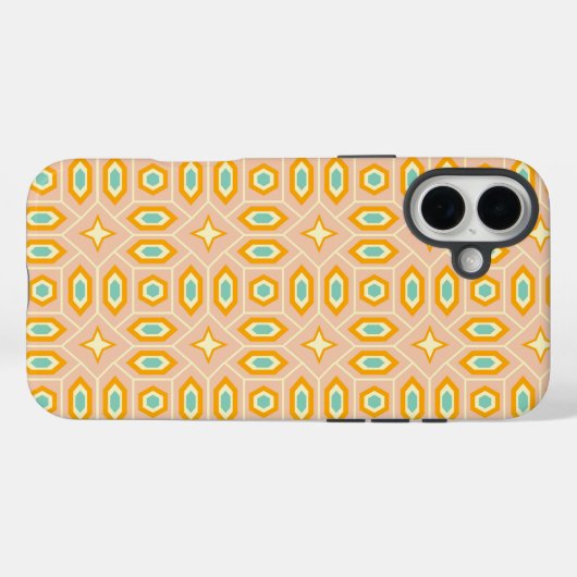 Retro geometric pattern with hexagons and stars Case-Mate iPhoneケース (裏面 (横))