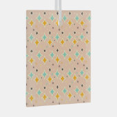 Retro geometric pattern with teal, orange, black ガラスオーナメント (正面右)