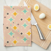 Retro geometric pattern with teal, orange, black キッチンタオル (四つ折り)