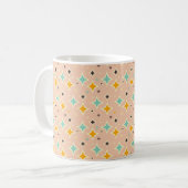 Retro geometric pattern with teal, orange, black コーヒーマグカップ (正面左)