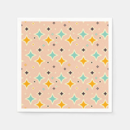 Retro geometric pattern with teal, orange, black スタンダードカクテルナプキン