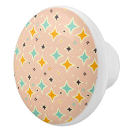 Retro geometric pattern with teal, orange, black セラミックノブ