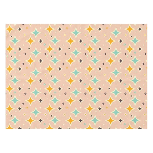 Retro geometric pattern with teal, orange, black テーブルクロス (正面(横))