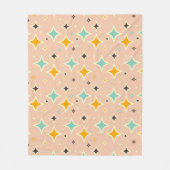 Retro geometric pattern with teal, orange, black フリースブランケット (正面)